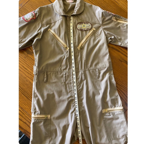 Vintage Deputy Sheriffs Short Sleeved Flight Suit Coveralls in Khaki Brown - L - Picture 6 of 9